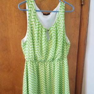Green and white chevron dress